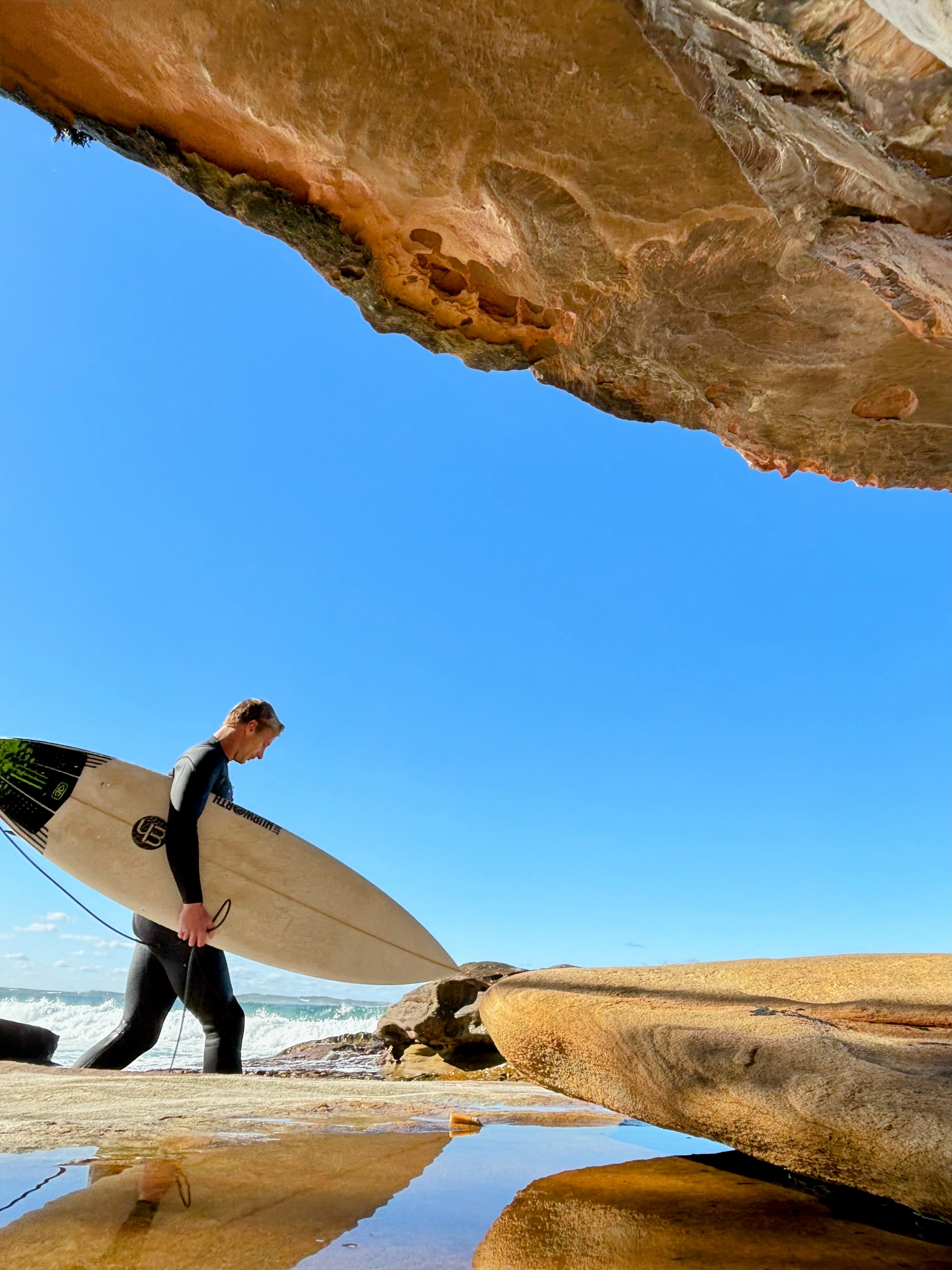 Surfer on Rocks